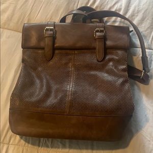 Cognac vegan leather backpack